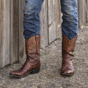 Vintage Justin 9710 Brown Alligator Belly USA Western Cowboy Boots  Mens Size 11